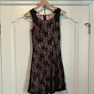 Charlotte Russe Black and Pink Floral Lace Mini Dress